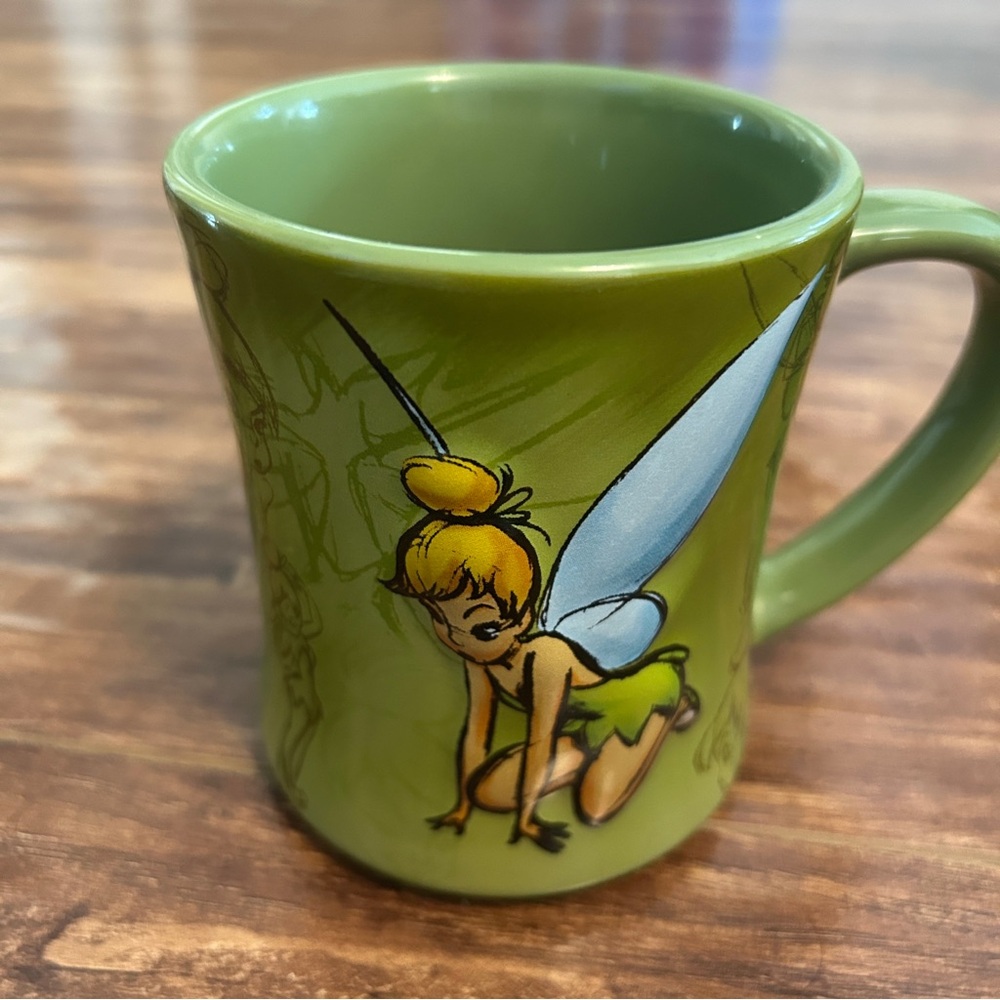 Tinkerbell Disney Store Green ceramic coffee Mug fairycore faerie cute vintage